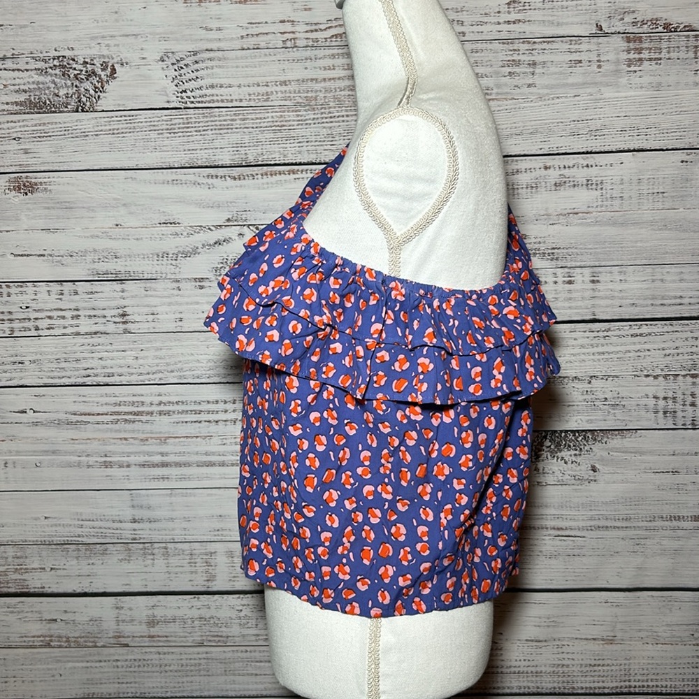 Rue Stiic Anthropologie One-Shoulder Leopard Blouse Purple Medium - Picture 12 of 16